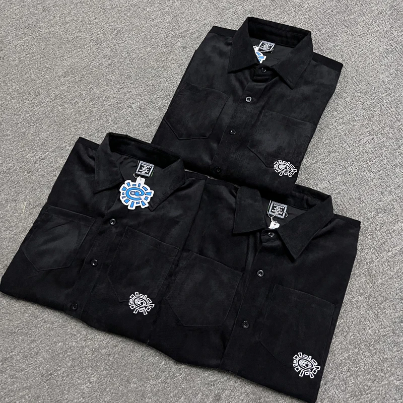 Рубашка Вельветовая с коротким рукавом и вышивкой от солнца