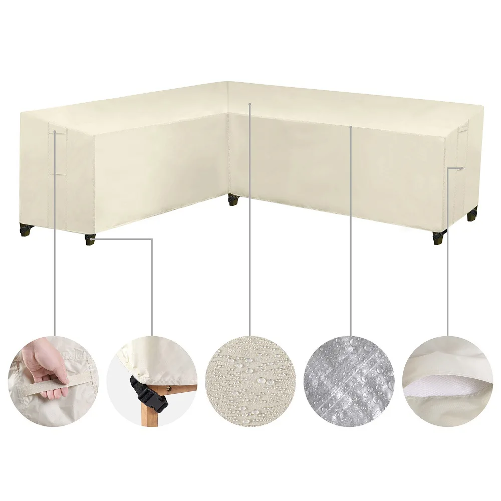 

Heavy Duty Outdoor Sectional Sofa Cover,Waterproof 420D Patio Sectional Couch Cover,L-shaped Outside Lawn Patio Furniture Cover