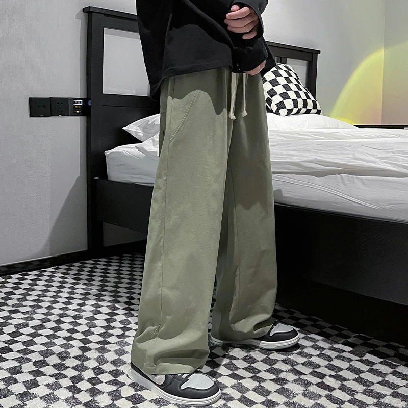 

Новинка весна-лето 2022, мужские однотонные Свободные повседневные спортивные брюки из чистого хлопка