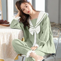 2022 spring new pajamas women cute princess style long sleeve autumn and winter homewear suit sexy boutique clothing