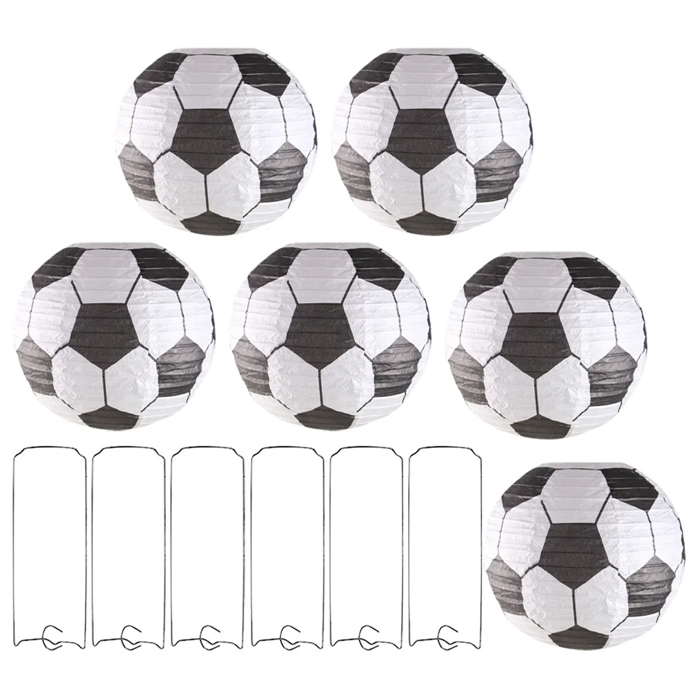 

6 Pcs Pendant Handcraft Football Lantern Party Decor Hanging Japanese Sports Folding Paper Lanterns Metal Chinese