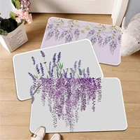 lavender flowers printed flannel floor mat bathroom decor carpet non slip for living room kitchen welcome doormat