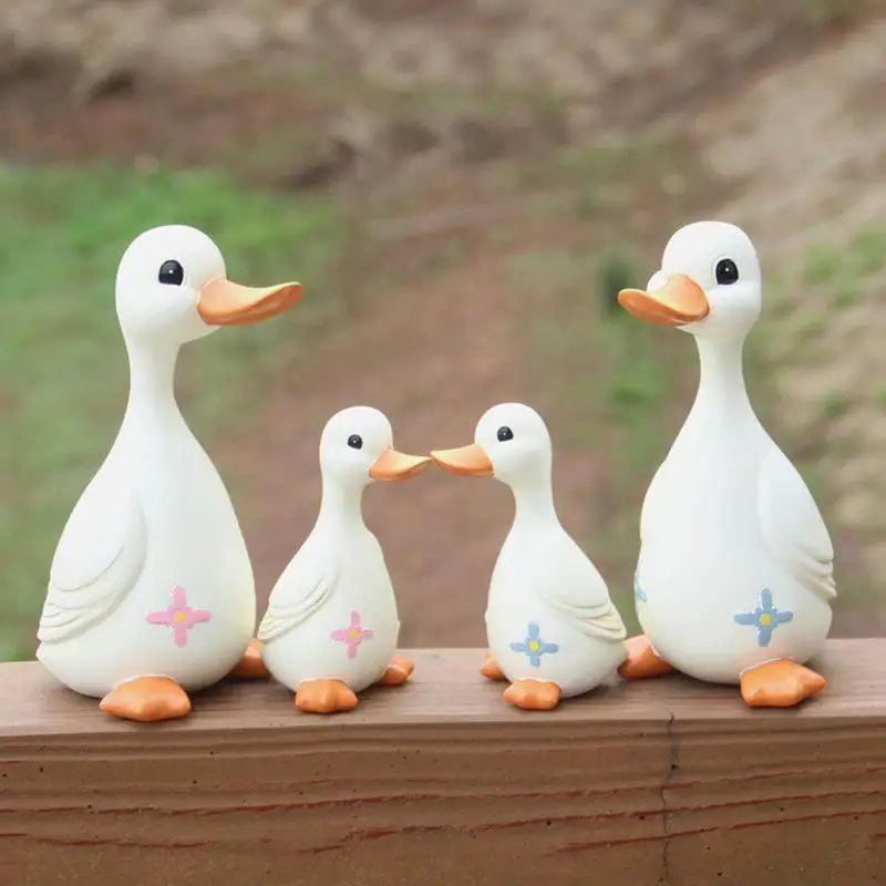 

Duck Lawn Ornaments Resin Duck Statue Cartoon Parent And Child White Duck Set Duck Figurines Bird Sculpture For Backyard