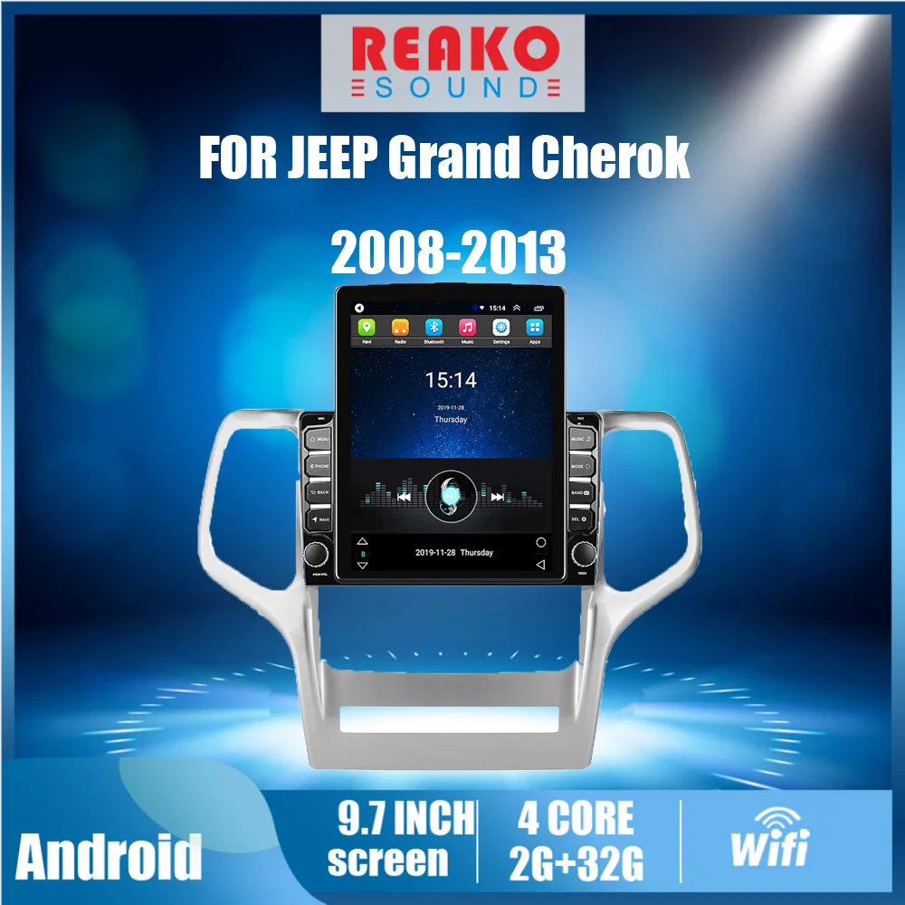 

For Jeep Grand Cherok 2008-2013 2 Din 9.7" Tesla Screen Car Multimedia Player GPS Navigator Android Autoradio Stereo Head Unit