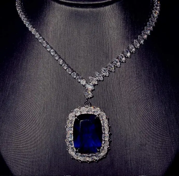 

Luxury Sapphire Necklace Starry blue Zircon Set for women
