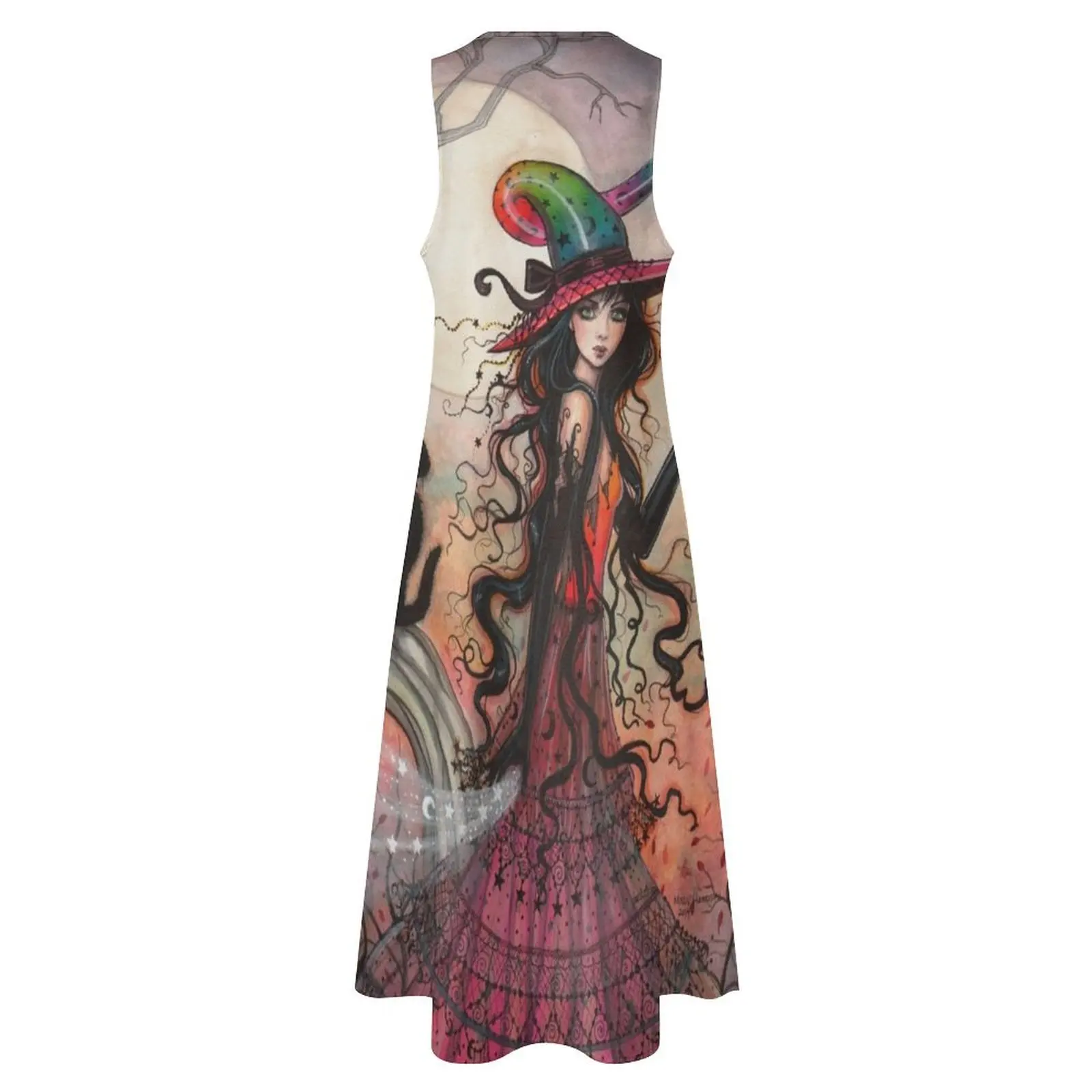 October Flame Witch Cat Fantasy Art от Molly Harrison Длинное платье элегантные вечерние платья для