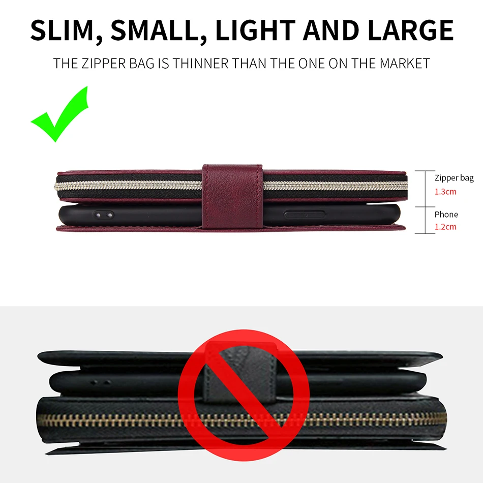 Ultra Thin Zipper Cover For Samsung Galaxy Note 20 Ultra S22 Plus S21 FE S20 S10 S10E S9 S8 Plus Note 10 Plus Stand Fundas