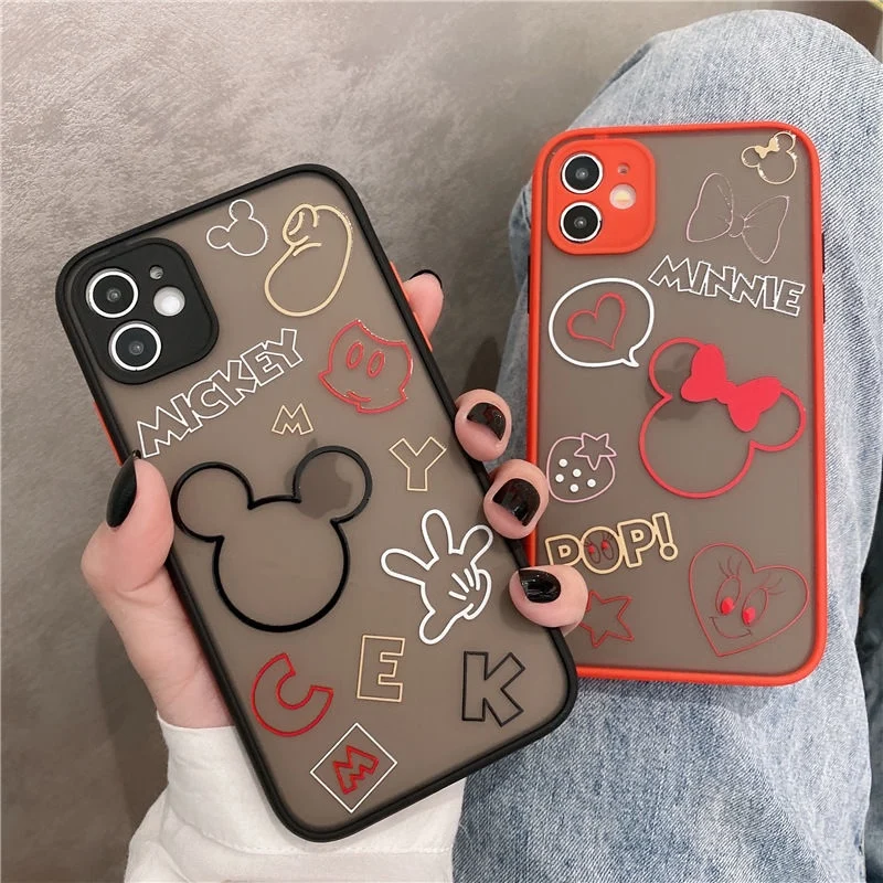 

Disney Mickey Minnie Mouse Phone Cases For iPhone 11 Pro Max XR XS MAX 8 X 7 SE 2020 Couple Anti-drop Transparent TPU Cover
