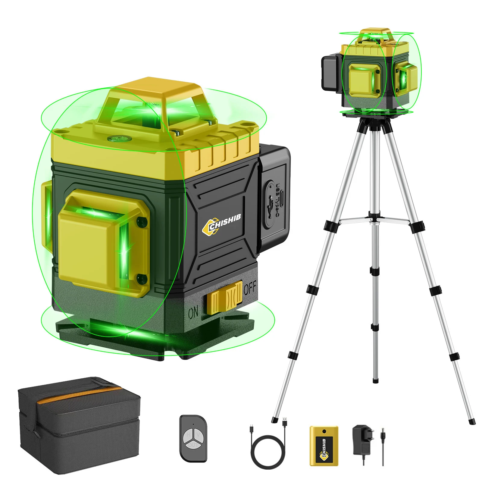 CHISHIB 4D 16-линейный профессиональный лазерный уровень с штативом 39 37 дюйма (1 м) 360° °