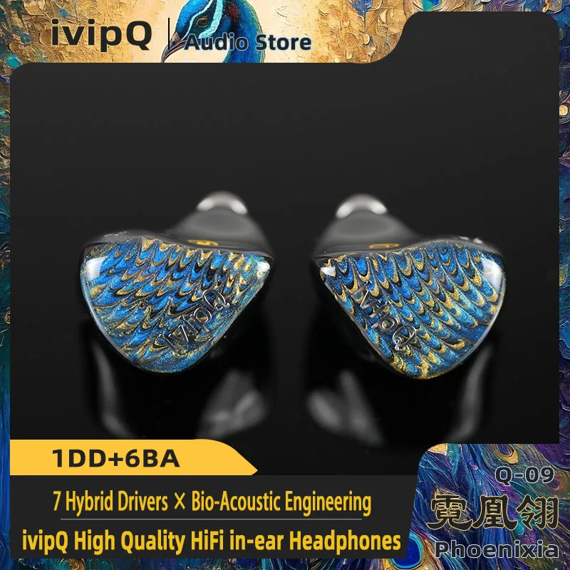 Фото ivipQ-Q09 Phoenixia Sound Balance in Ear HiFi наушники 1DD + 6BA динамический чрезвычайно музыкальный IEMs 4,4 мм 2-контактный кабель, для музыкантов №3