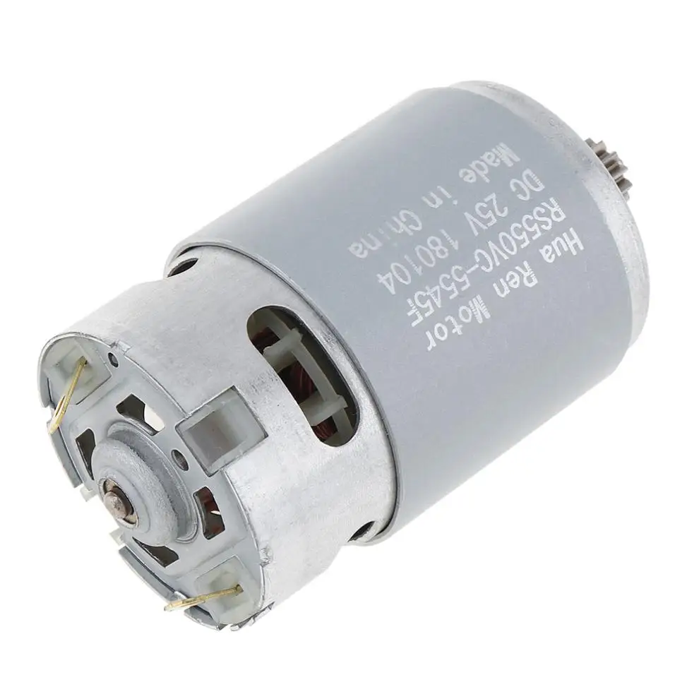 

RS550 DC Motor 10.8V/12V/14.4V/16.8V/18V/21V/25V Motor with 9 /11 / 12 /13 /14 Teeth and High Torque Gear Box for Electric Drill