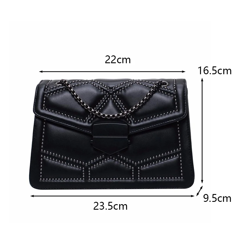 Women's Retro Rivet Chain Small Crossbody Square Bags for Women Shoulder Messenger Bag Luxury Handbag Sac сумка  الحقيبة женский
