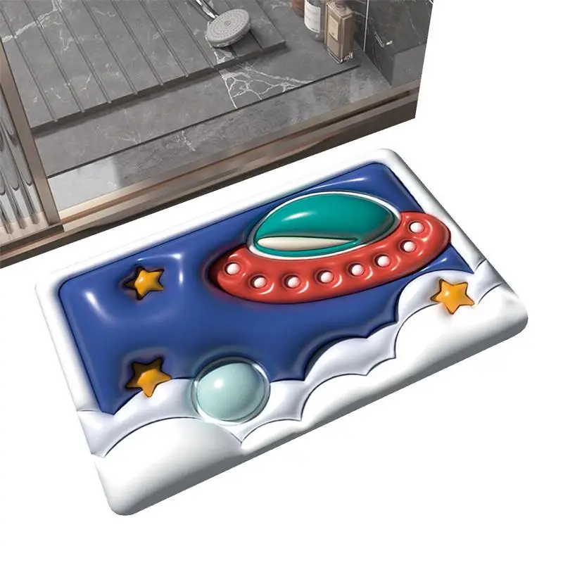 

3D Визуальный нескользящий абсорбирующий коврик, нескользящий космический коврик для ванной комнаты, коврик для ванной, коврик с 3D-эффектом, мягкий диатомный грязевой внешний мультяшный