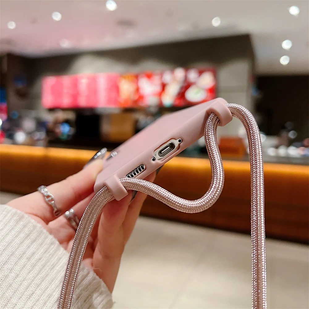 Силиконовый чехол для телефона с ожерельем через плечо Samsung S24 S23 Ultra S22 Plus FE Note 20 A54