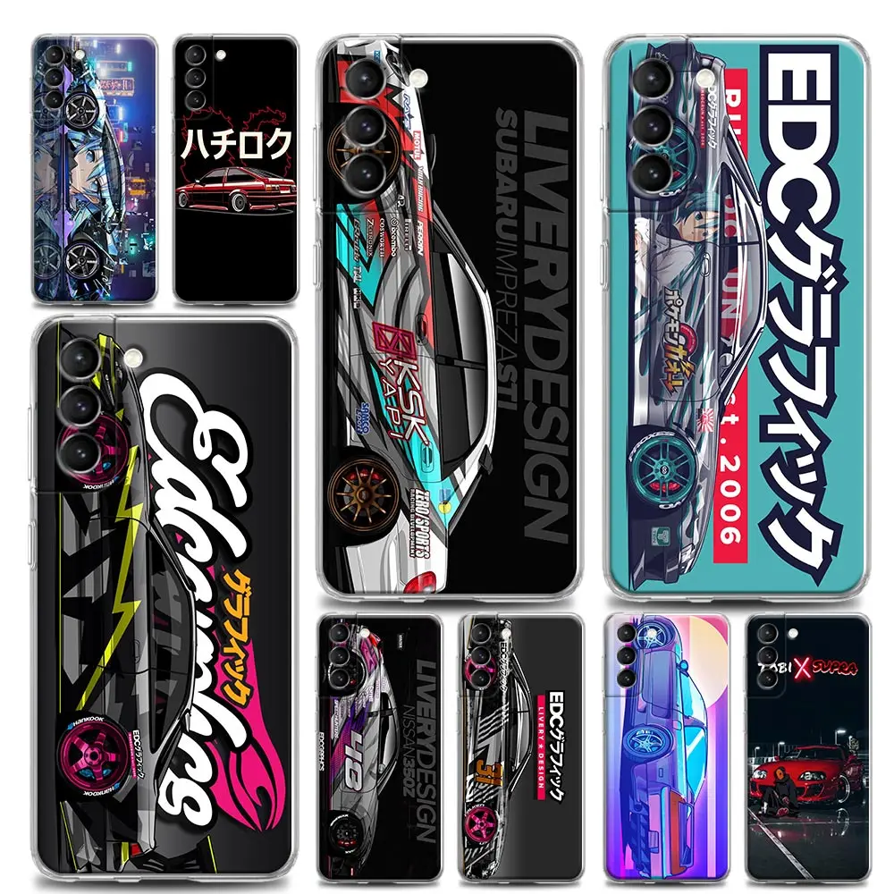 

Clear Case for Samsung S22 S9 S10 S10e S21 S20 FE Note 8 9 10 20 Plus Lite Ultra 4G 5G Case Coque Drift Sports Car Tokyo JDM
