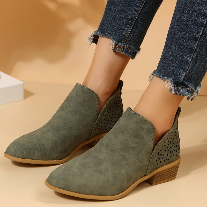 

Туфли-лодочки женские на низком каблуке, повседневные кожаные мокасины, элегантные удобные офисные лоферы, без застежки, с острым носком, бо...