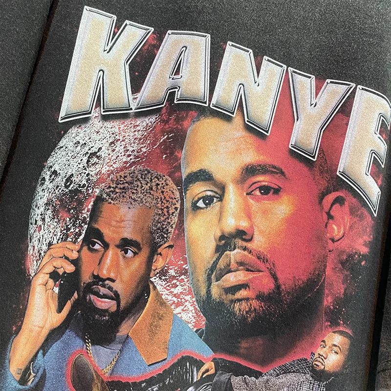Футболка Kanye West Graphic мужская оверсайз уличная одежда топ из 100% хлопка в стиле