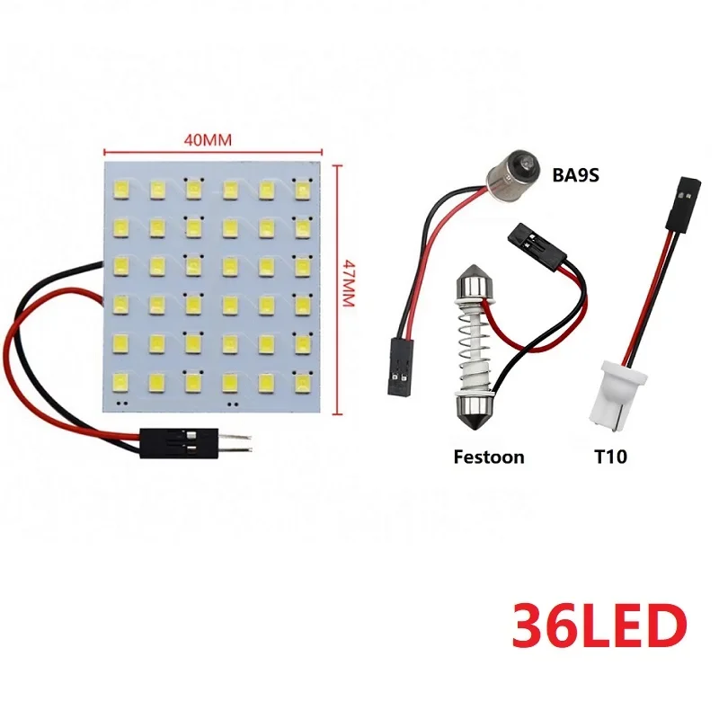 Фото T10 W5W BA9S C5W Автомобильная панель Внутренняя лампа для чтения 36SMD 48SMD Супер яркая 2835 светодиодная лампа на крыше с цоколем Festoon BA9S Белый Синий №3