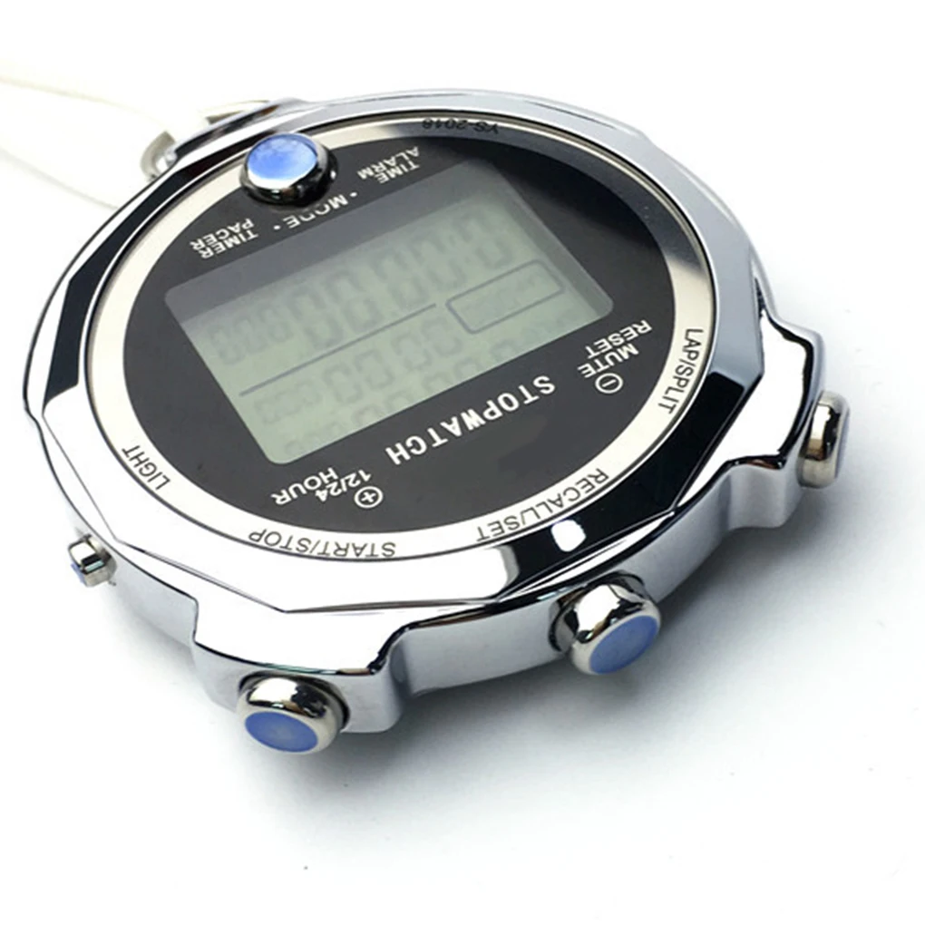 

Backlight Stopwatch Metal Athletic Training Timer 1 1000th Second 3 Lap Memory Digital Stop Watch