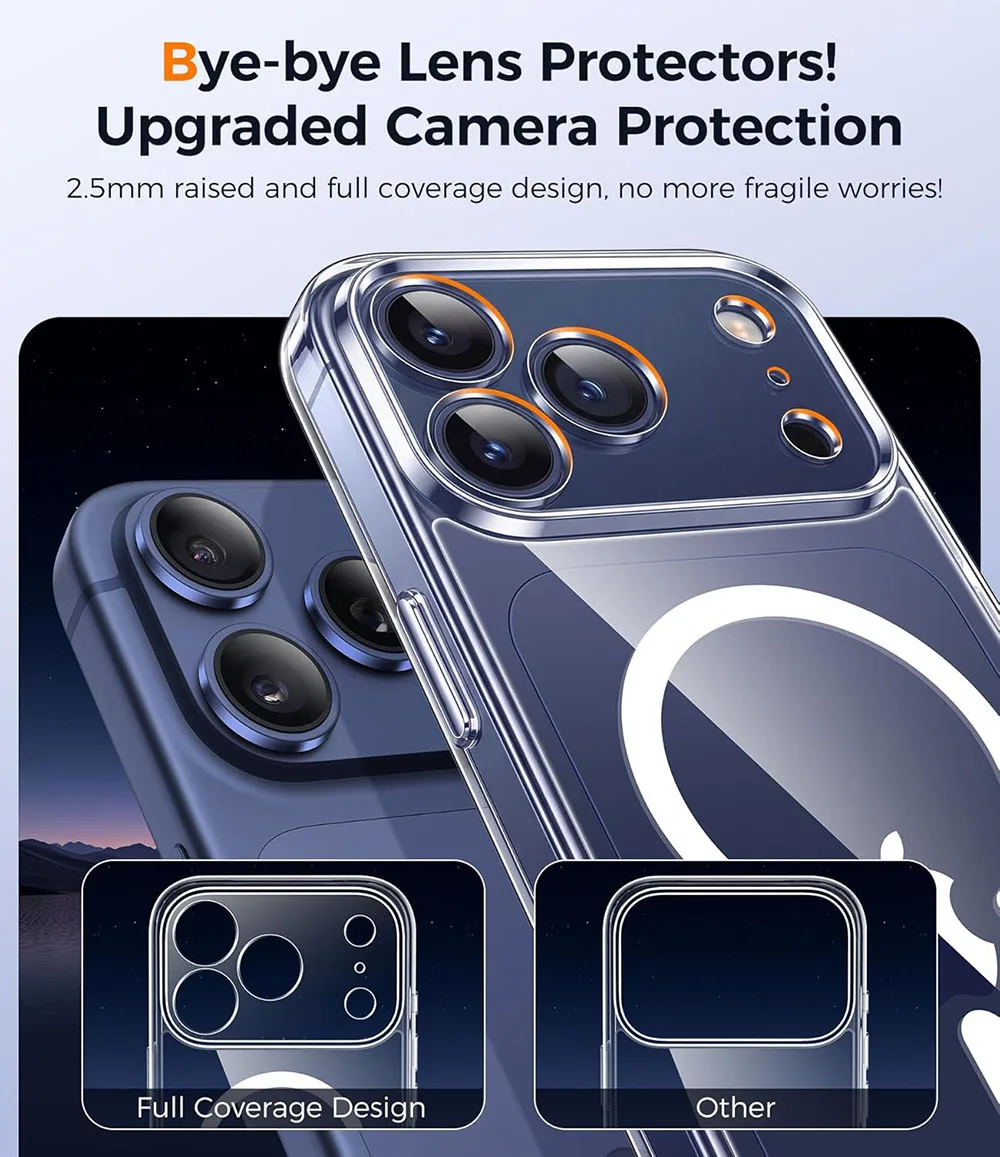 Фото Магнитный гибридный жесткий чехол для Magsafe для iPhone 17, 17E, Air 16, 16E, 15, 14 Plus, 13 Pro Max, противоударный, прозрачный, из мягкого ТПУ №5