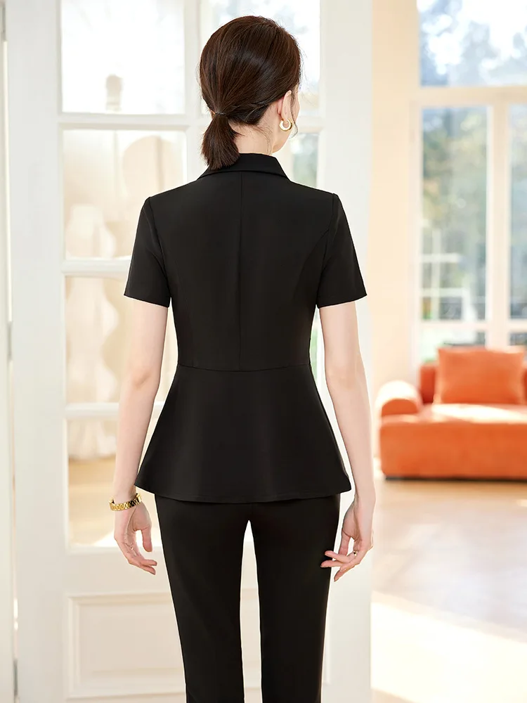 Женский деловой костюм с юбкой и коротким рукавом одежда для работы 4sshop новинка