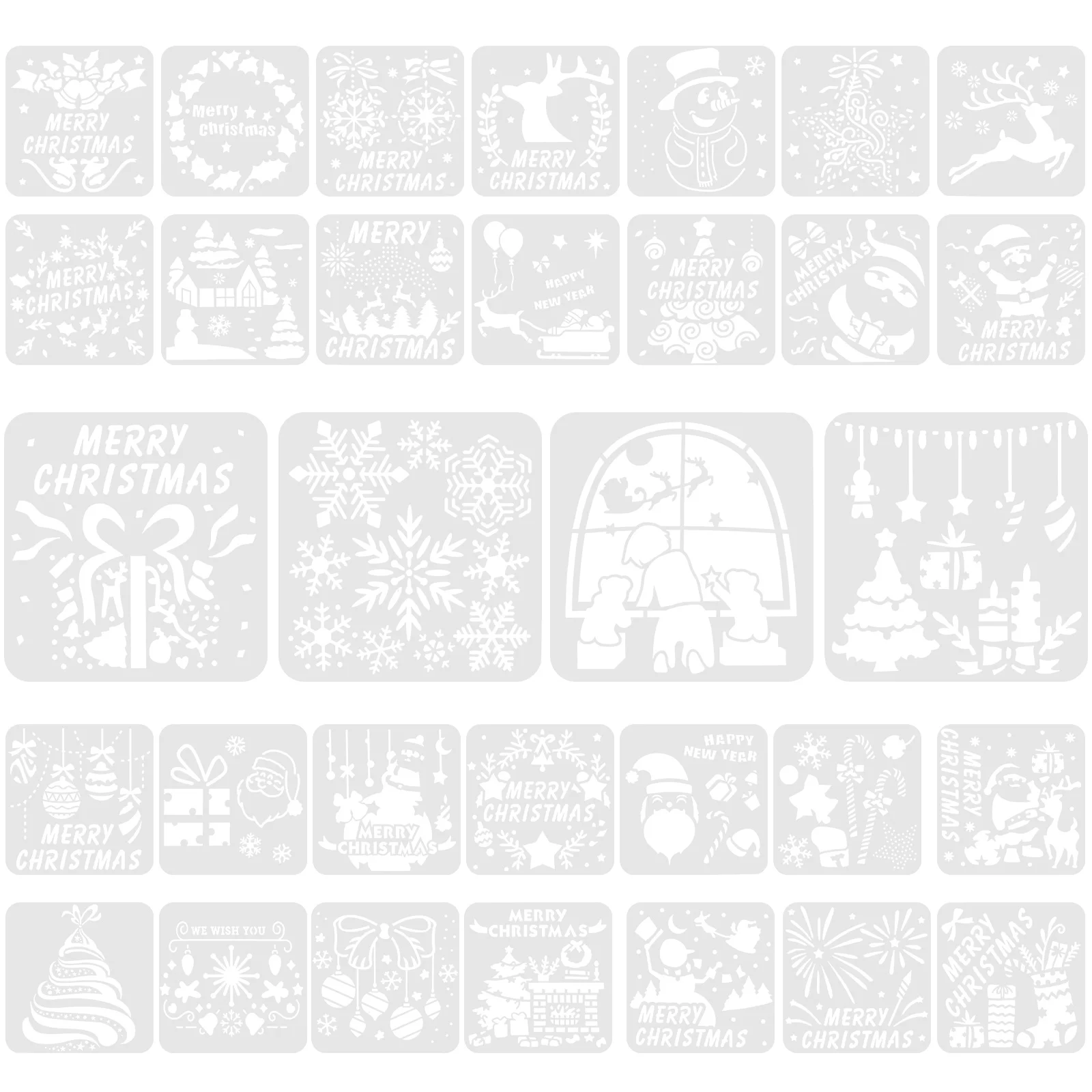 

32pcs DIY Painting Templates Decorative Drawing Templates Christmas Crafts Stencils