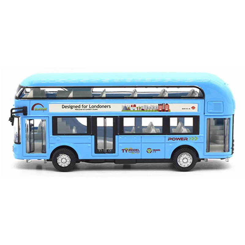 Diecast London Bus Double Decker Light &amp Music Open Door Design Metal Alloy For Londoners Toys Children
