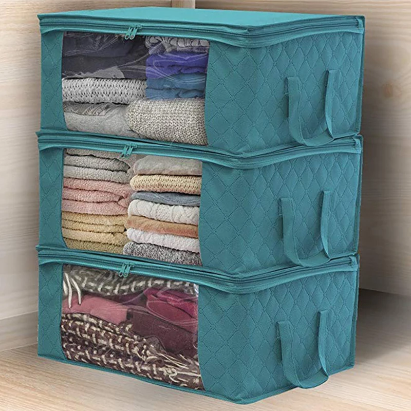 1Pcs 3Pcs Clothes Storage Bag Blanket Quilt Closet Box Home Organizer Foldable Storage Washable Sorting Household Cabinet XA843F