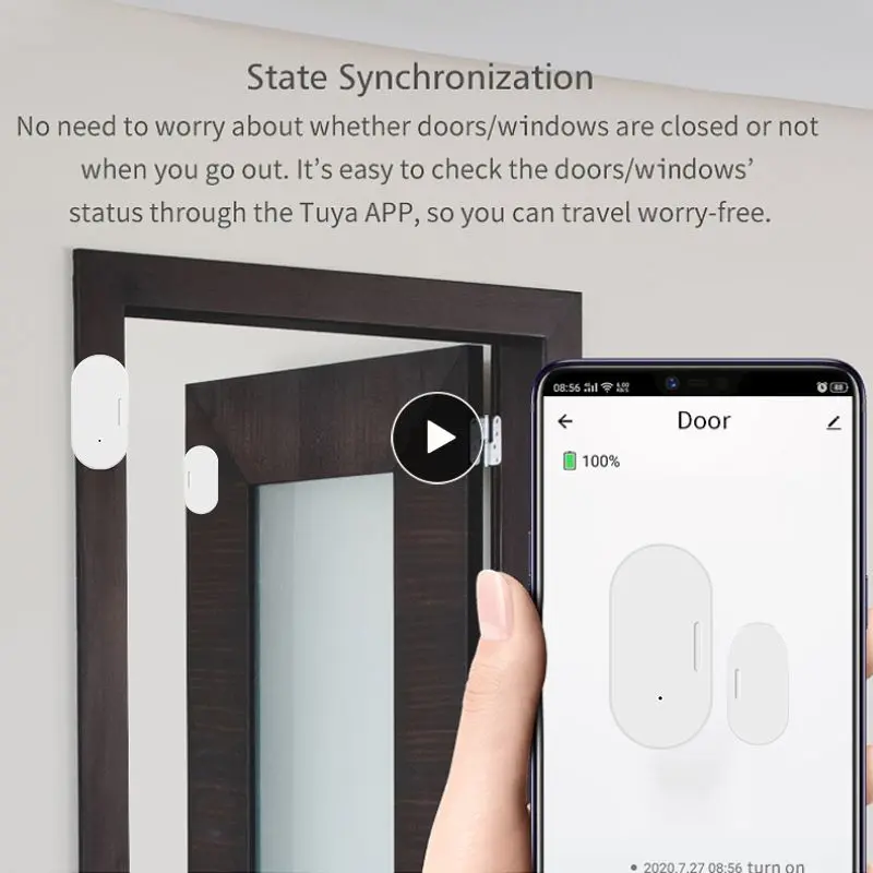

Магнитный датчик для двери и окна, удаленный мониторинг, умная сигнализация безопасности Alexa, беспроводные детекторы дверей для умного дома Zigbee в режиме реального времени