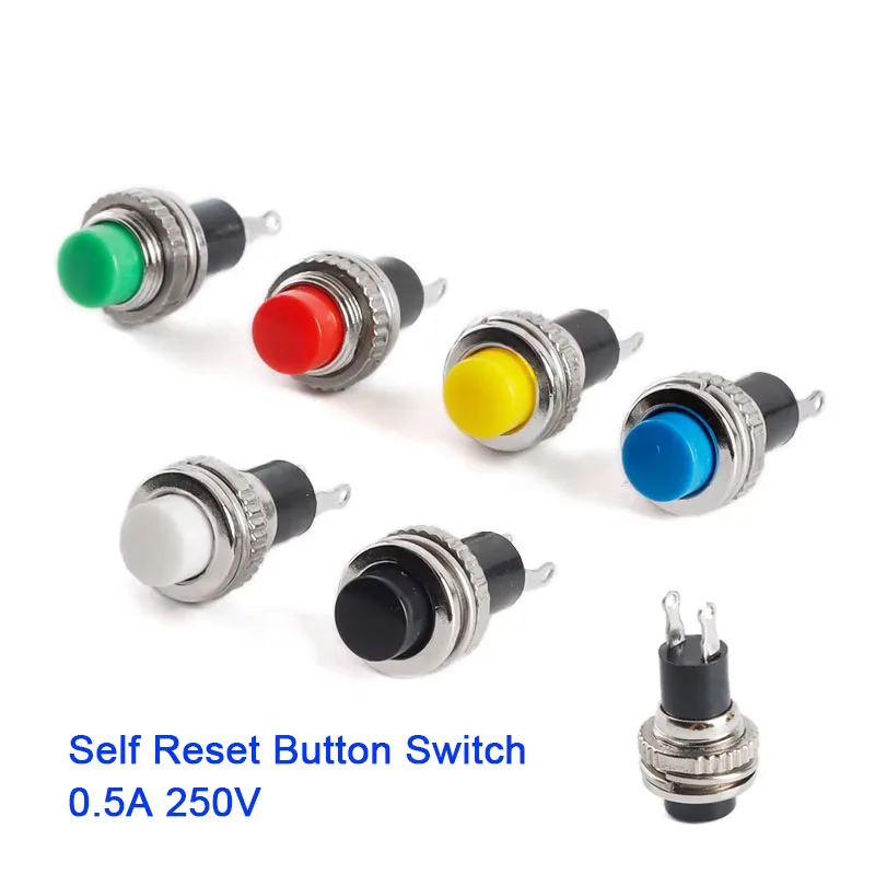 

10 шт., 10 мм, Маленький кнопочный переключатель 0,5 А, 250 В переменного тока