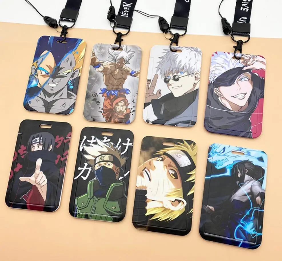 

1 Set Cartoon Anime One Piece PVC Card Cover Student Campus Hanging Neck Bag Card Holder Lanyard ID Card Holders key chain