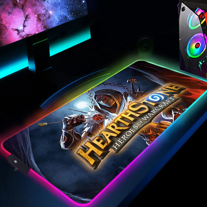 

HearthStone RGB Large Mouse Pad Backlight With Wire Gamer Keyboard Luminous LED Desk Protector Mousepad Xxl Pc Accessories Mat