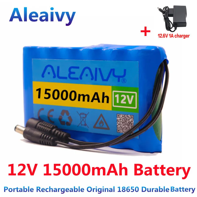 NEUE Akku 12V 15000mah 18650 Lithium-Batterie Pack Kapazität DC 12,6 V 15Ah CCTV Cam Monitor mit
