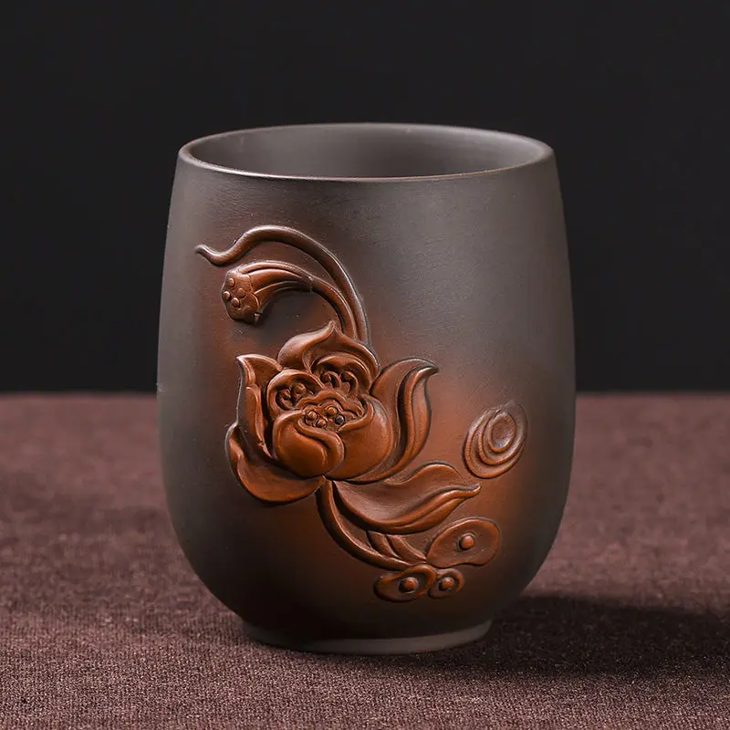 Retro Purple Sand Tea Cup Kungfu Tea Cup Set Master Cup Dragon Phoenix Cup Ceramic Household Cup Tea Set Accessories images - 6