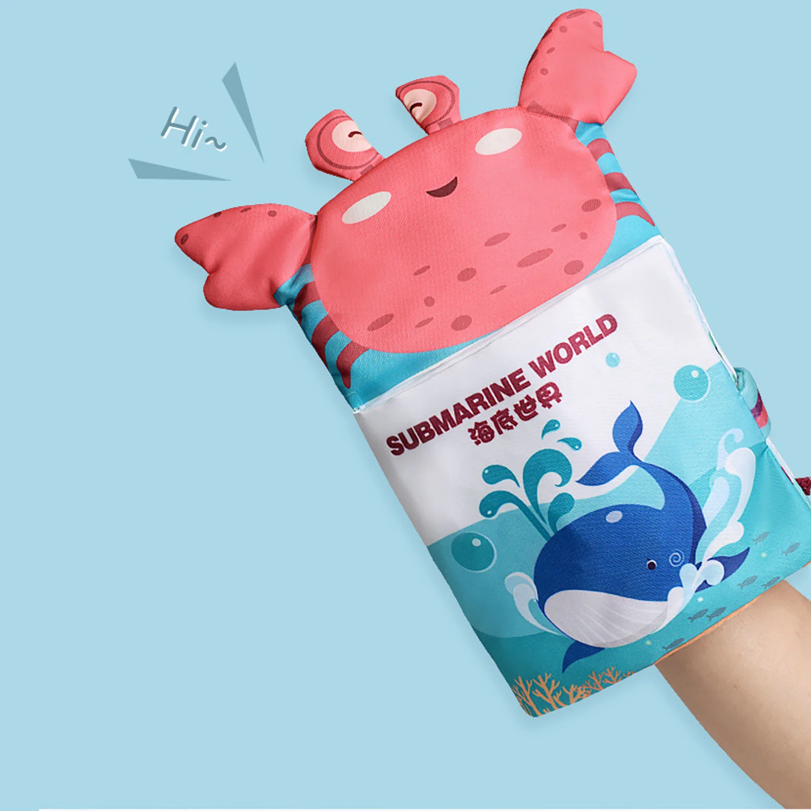 

Soft Crinkle Babies Cloth Book Toys With Fish Tails Submarine World Animal Hand Puppets Busy Book Early Education Toy For Infant