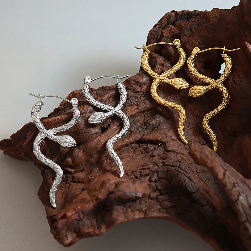 

French Fashion Personalized Snake Cross Wrap Smart Earrings