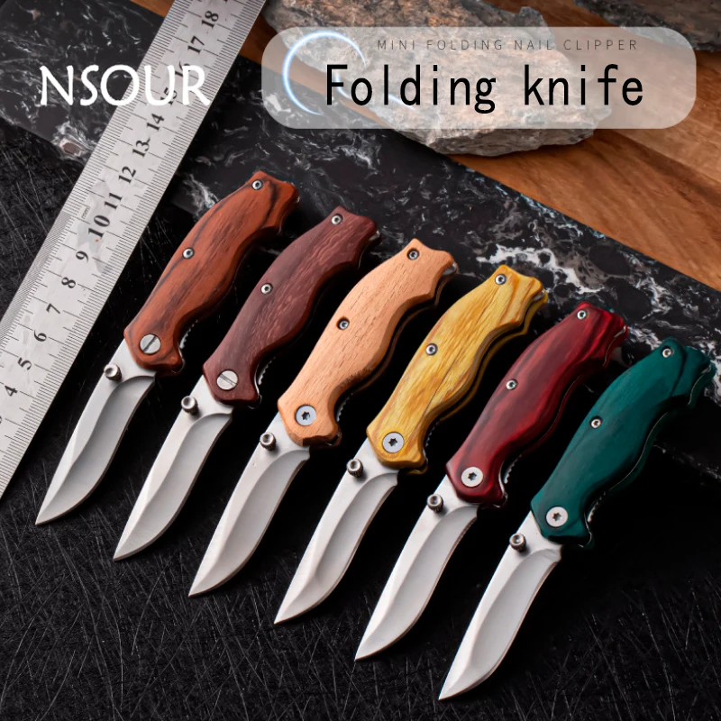 

Складной нож с деревянной ручкой, многофункциональный инструмент для выживания на открытом воздухе, охоты, кемпинга, самообороны, альпинизма
