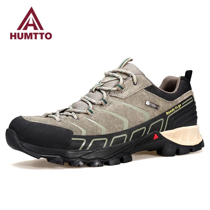 HUMTTO Leather Shoes for Men Waterproof Climbing Trekking Hiking Boots Mens Sports Luxury Designer Outdoor Safety Sneakers Man