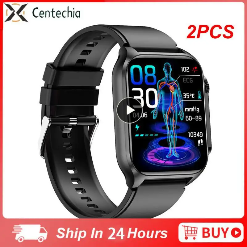 

2PCS Latest AMOLED Smart Watch Men 2023 New Call Body Temperature Sports Bracelet Waterproof Men SmartWatch For IOS