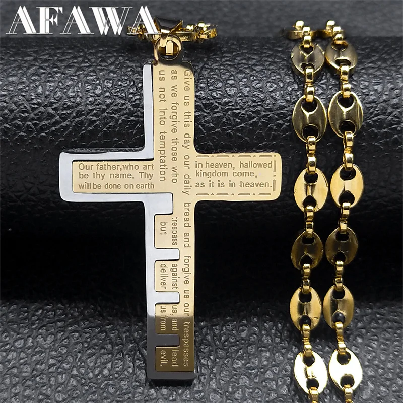 Винтажное христианское ожерелье с крестом из Библии для мужчин и женщин