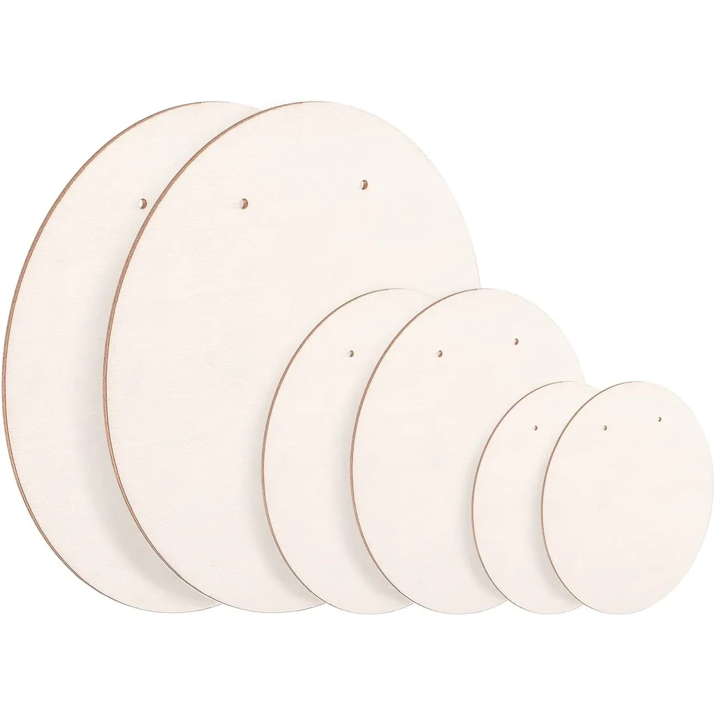 

Wood Circles Door Hanger for Crafts Wooden Discs with Holes Unfinished Wood Cutouts for Painting Plagues Signs Door Decorations