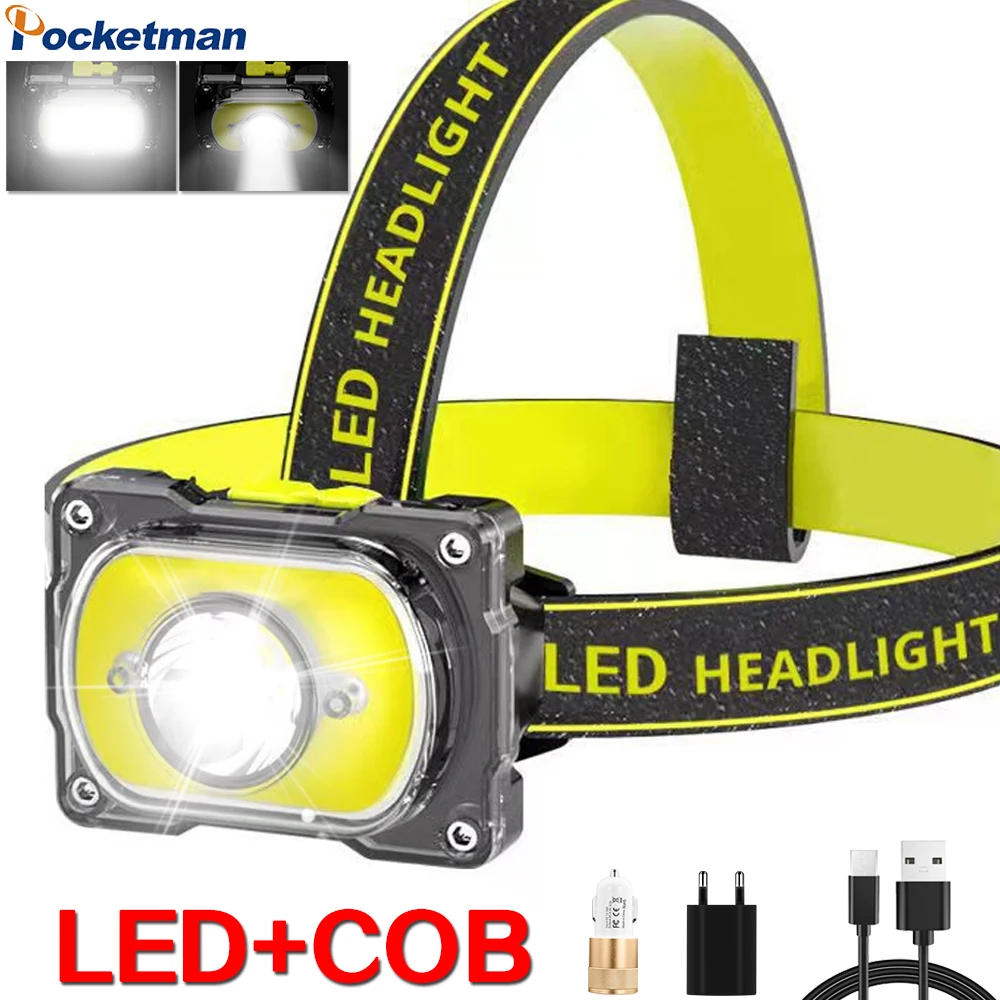 

Светодиодный + COB прожектор + фара точечного светильника, четырехскоростная зарядка с внутренним питанием, с USB-кабелем