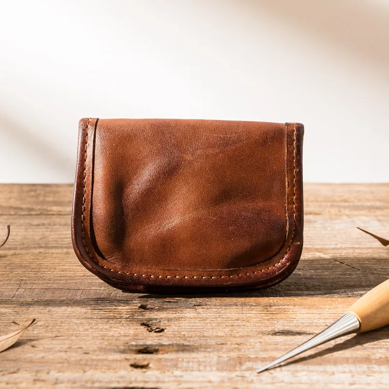 Vintage high-quality genuine leather men's women's coin purse simple luxury first layer cowhide female thin small money bag