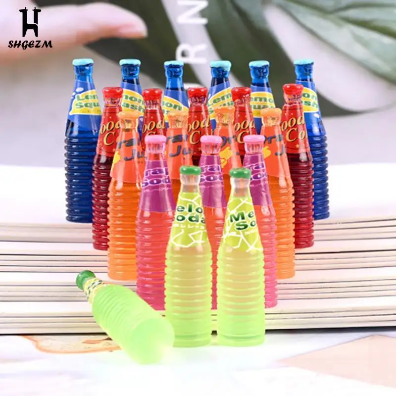 

10 штук, искусственный бриллиант из смолы моделирование Еда фруктового сока бутылки DIY 1:12 кукольный домик миниатюра Кукольный дом Изделия из...