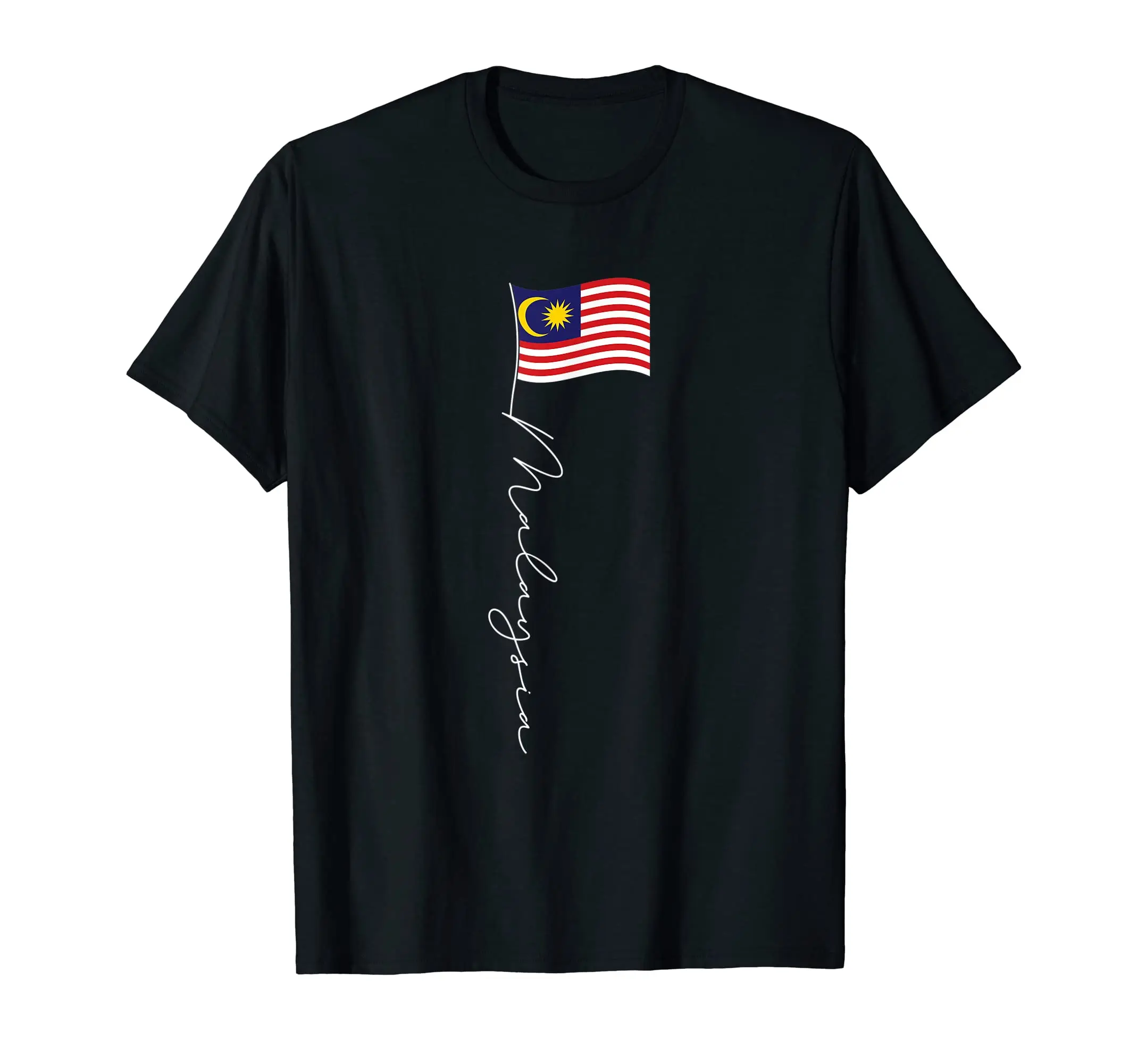 

100% Cotton Malaysia Signature Flag Pole Patriotic Malaysian Flag T-Shirt Hip Hop MEN WOMEN UNISEX T Shirts