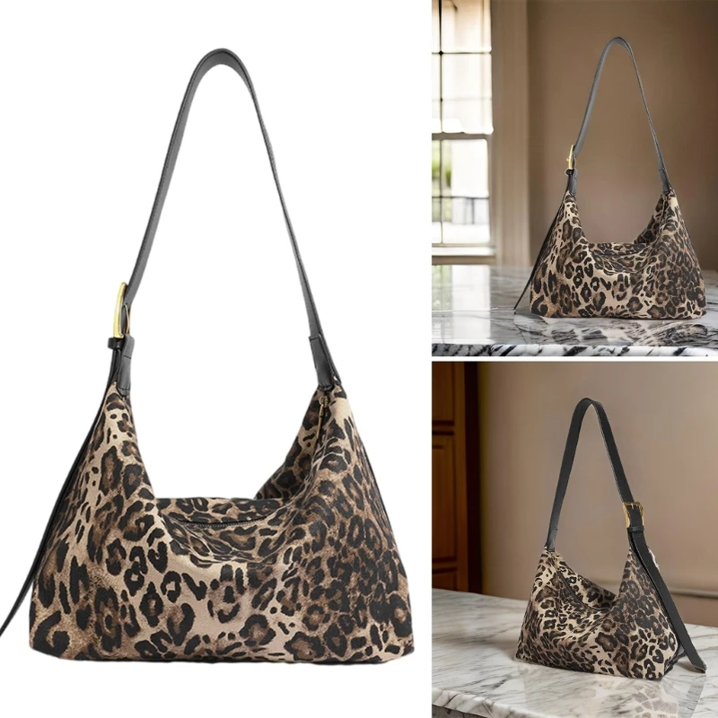 Элегантная женская сумка подмышки с леопардовым принтом повседневная напуском