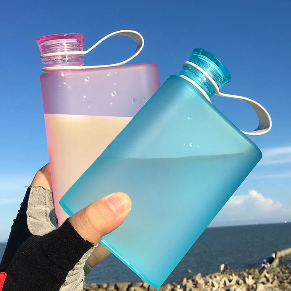 Water Bottle Square Portable Hip Flask A5 Flat Style Cute Water Cup Carry Hand Outdoor Sports Drinks Kettle Notebook Bottle