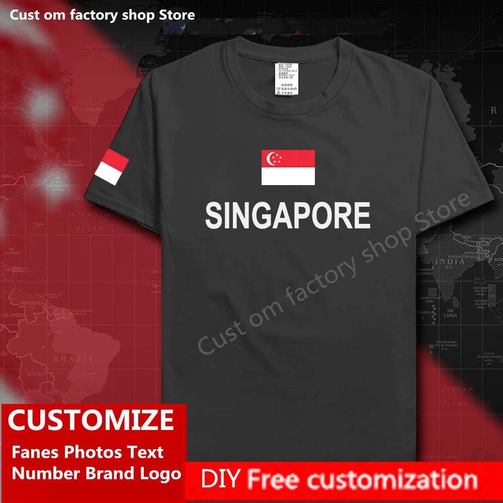 

SINGAPORE Country Flag T shirt Custom Jersey Fans Name Number Brand LOGO Cotton T-shirts Men Women Loose Casual Sports T-shirt