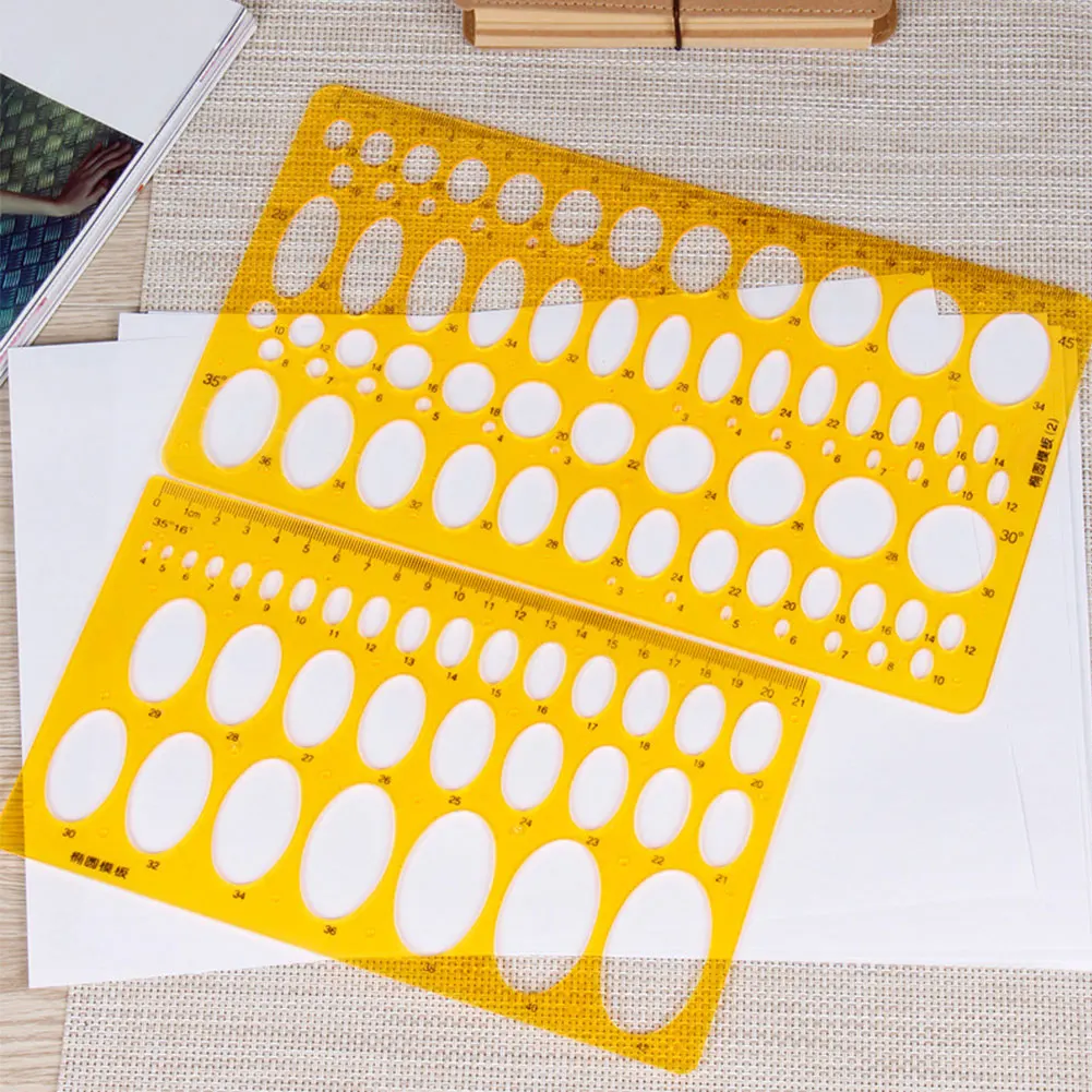 

2 Pcs Circle Curve Plastic School Supplies Template Ruler Set Stationery Oval Model Drawing Tool Durable For Artistic Studio