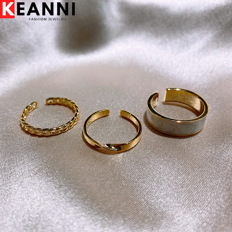 

Vintage Flowing Enamel Glaze Rings for Women Geometric Irregular Gold Color Adjustable Wave Ring Fashion Handmade Boho Jewelry